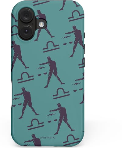 Casetastic hoesje geschikt voor Apple iPhone 16 - MagSafe - Dubbellaagse bescherming - Zodiak weegschaal - Fashion Case - Petrol Donkergrijs Grijs
