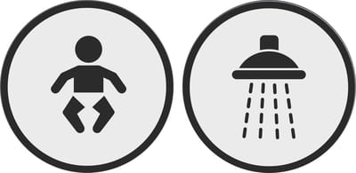 12.5 cm Rond 2 bordjes Baby verschonen en douchen toilet Wit - Zwart | toilet bordjes - WC bordjes | 125 mm rond 3 mm dik | Wit Zwart | Bio plastic