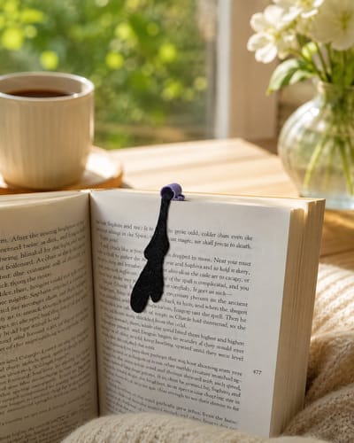 Skushy 2x Boekenlegger - met Koffievlek Design - Gekantelde Koffiemok - Leeslint Alternatief - Grappige voor Koffieliefhebbers - Leuk Cadeau voor Lezers - Matcha Thee Koffie - Boekensteun - Boekenlegger - Boekenleggers Om In Te Kleuren