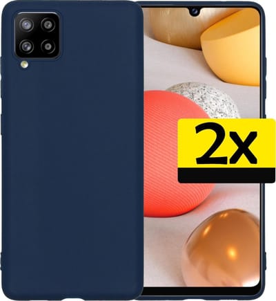 Hoesje - 2 Stuks - Geschikt voor Samsung Galaxy A42 - Sterk & Shockproof - Case Siliconen - Back Cover - Telefoon Hoes - Telefoonhoesjes - Donkerblauw
