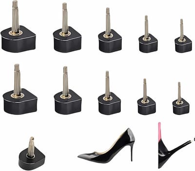 Daity Set van 10 paar vervangende hielbeschermers voor damesschoenen - U-vormig/kapmodel - 2 -4 mm en 3 mm metalen kern - 5 maten (8-12 mm) | Duurzame - antislip hielbeschermers voor damesschoenen | Stille - snelle doe-het-zelf installatie (zwart)