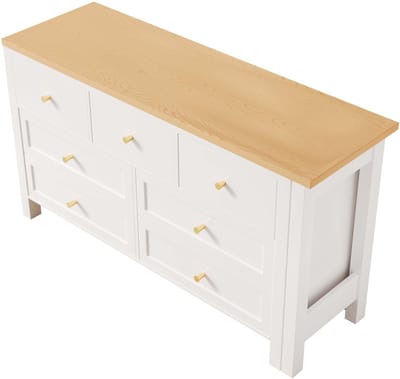 Draaibaar bureau multifunctionele bureau opbergkast combinatie met 7 lades en 360° draaibaar tafelblad L-vorm hoekstructuur ruimtebesparend eenvoudig te monteren en schoon te maken geschikt voor slaapkamer, woonkamer en kantoorruimte 120×40×70cm wit