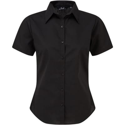 Premier Popeline blouse met korte mouwen / Gewoon werkoverhemd (Zwart)