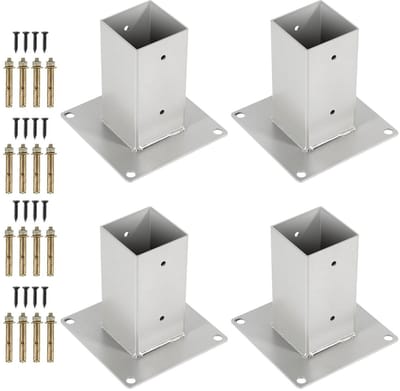 Paaldrager Schroefhuls - Bodemanker Hout - Stevig Plaatsen - Thermisch Verzinkt Staal - 70x70 mm - Zilver