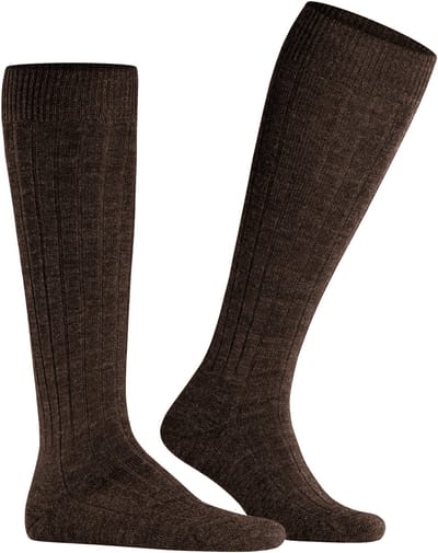 FALKE Teppich im Schuh lang eenkleurig wol kniekousen heren bruin - maat 41-42