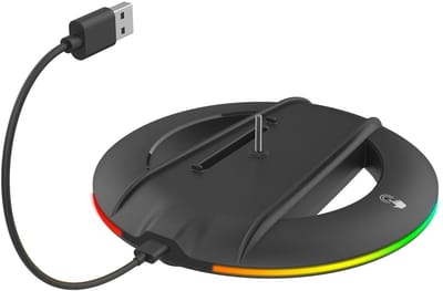 Dailygoods- Verticale Standaard voor PS5 - Verstelbaar - 14 RGB-lichtmodi - Antislip-pads - Warmtedissipatie - Zwart - 165x165x20mm - Consolehouder
