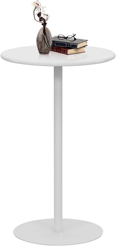 Ronde Bartafel - Cocktail Tafel Pub - Keuken Woonkamer - Stevige Metalen Basis - 48x48x72cm - Wit