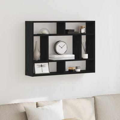 vidaXL - Wandplank - Zwart - Eiken - 75x16x55 - cm - Bewerkt - Hout