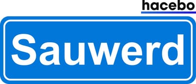 Hacebo - Plaatsnaam Sticker - 29x10 CM - Sauwerd sticker - Verkeersborden sticker - grappige cadeaus - Sauwerd