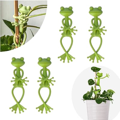 Set van 4 Kikker Plant Clips voor Ondersteuning van Klimplanten, Decoratieve Plant Houder en Steun voor Binnen en Buiten
