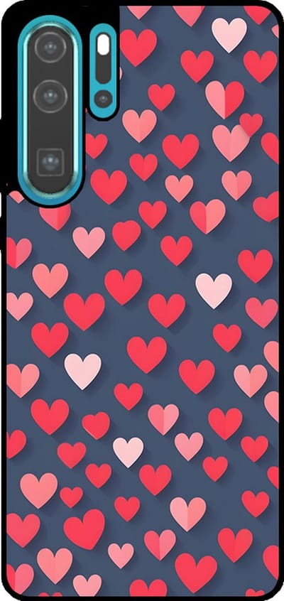 Smartphonica Telefoonhoesje Geschikt voor Huawei P30 Pro met Roze en Rode Hartjes Opdruk - TPU Backcover Case With Rosé and Red Heart Design geschikt voor Huawei P30 Pro