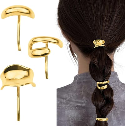 Allecto Plus - Haaraccessoires: Set van 3 Gouden Haarspelden voor Vrouwen - Haarknipjes voor Hoge Paardenstaarten - Decoratieve Haarklem - Sterke Grip - Franse Haarspelden