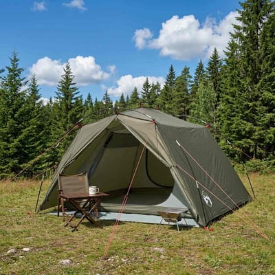vidaXL - Tunneltent - 4-persoons - Olijfgroen - 185T - Polyester - met - PU - Coating