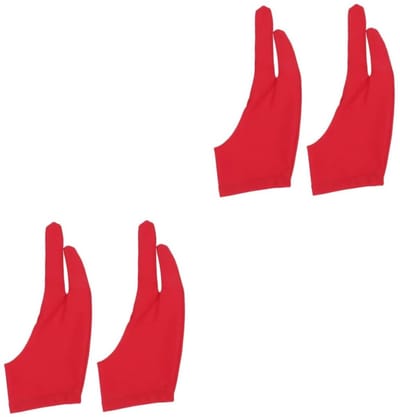 Kunstenaarshandschoen Twee Vingers - Tekenhandschoen Schetsen - Beschermen Tekenoppervlak - Ademend Comfortabel - 18.5 x 9 cm - Rood