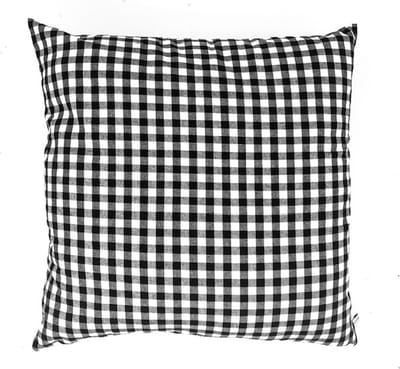 Luna-Leena duurzame sierkussen met Vichy ruit + binnenkussen (set) - zwart & wit - 45x45cm - katoen & gerecycled binnenkussen beide van Oeko-tex - handgemaakt in Nepal - ruitjes - black & white - kids pillow - kinderkamer - woonkamer - bank kussen