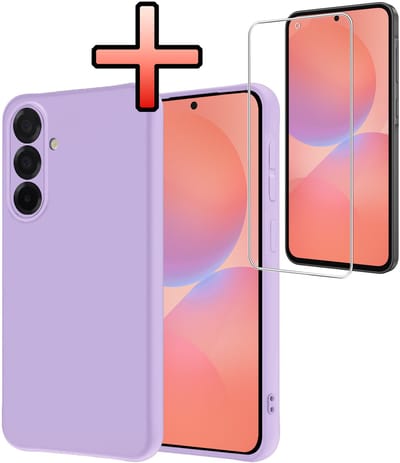 Hoesje - Met Screenprotector - Geschikt voor Samsung Galaxy A36 - Sterk & Shockproof - Back Cover - Siliconen Case - Telefoon Hoes - Lila