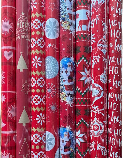 FESTIVE GIFTS Inpakpapier - Cadeaupapier - 200 x 70cm - 8 rollen - Kerst - Luxe - Luxe Cadeauverpakking - (ontwerp/kleur)