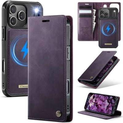 Luxe 2-in-1 Magnetische Afneembare Portemonneehoes + Backcover voor iPhone 17 Pro _ Paars