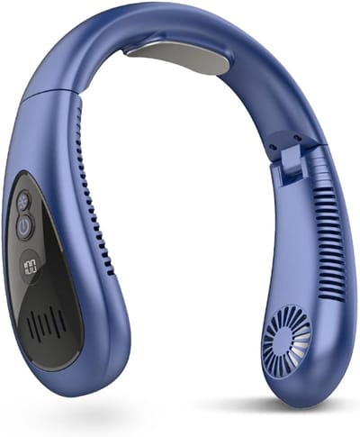 Draagbare nekventilator, koeling - luchtstroom 5000 mAh, werkt op batterijen, USB oplaadbaar, met 3 snelheden, hoofdtelefoonontwerp, handsfree bladloze ventilator voor thuiskantoor, outdoor, kamperen