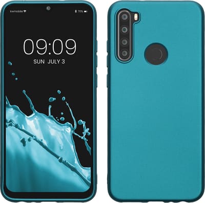 kwmobile telefoonhoesje geschikt voor Xiaomi Redmi Note 8T - Hoesje voor smartphone - Back cover in Metallic carabisch blauw
