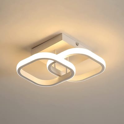 Riserva LED Plafondlamp Dubbel Vierkant Design - 22W - 2475 lm - 3000K Warm Wit - Wit - Moderne Plafonnière voor Woonkamer, Slaapkamer, Keuken en Eetkamer