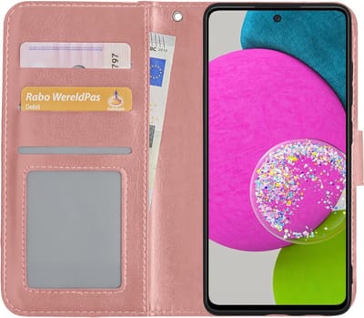 Hoesje Met Pasjeshouder - Geschikt voor Samsung Galaxy A52s 5G - Luxe Bookcase Portemonee - Flip Case - Kunstleer Book Case - Flipcase - Book Cover - Walletcase - Portemonneehoes - Rosé goud