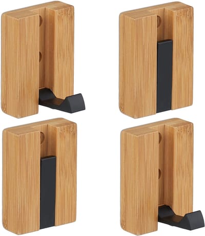 Famanu – Set van houten kledinghaken, stijlvolle garderobe-organizers – Natuur