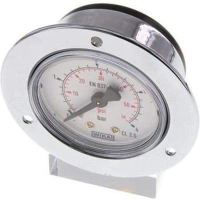 0..4 Bar Paneelmontage Manometer Staal/Messing 50 mm Klasse 2.5 (Voorflens) - MW0450SH-FP
