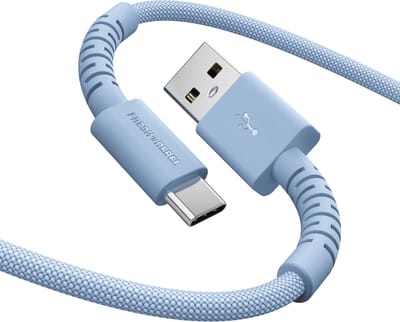 Fresh ‘n Rebel FlexWave USB naar USB-C Oplaadkabel - Extra lang (2m) - Siliconen gevlochten kabel - USB-A naar USB-C - Ultraflexibel - Vivid Blue