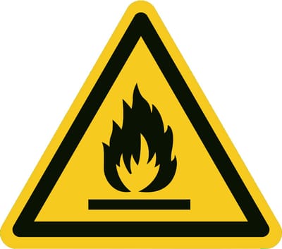 Brandbaar materiaal sticker 200x200 mm - vinyl - ISO 7010 W021