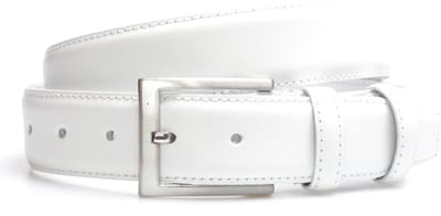 Witte pantalonriem YFA - kostuumriem wit 100% leer - 3,5 cm brede witte riem - riem wit - Pantalon & Jeans Broekriem - Riemmaat 85cm - Totale lengte 100cm