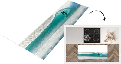 Keukenloper - Loper keuken - Surfer op een doorlopende golf - 120x60 cm - Keukenloper vinyl
