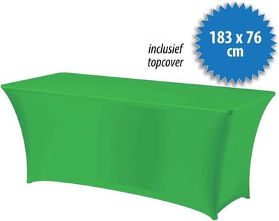 Cover Up Tafelrok Stretch - 183x76cm - Incl. Topcover - Limegroen