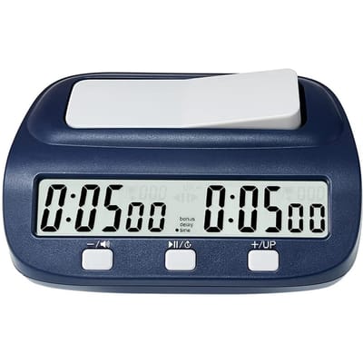 LEAP Horloge d'échecs Minuteur d'échecs numérique Minuteur d'échecs professionnel avec fonctions de temps bonus et de délai bleu marine