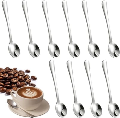 Set van 10 mini espressolepels van roestvrij staal - Compacte theelepels voor koffie, specerijen en honing, 7.5 cm met eenvoudig ontwerp