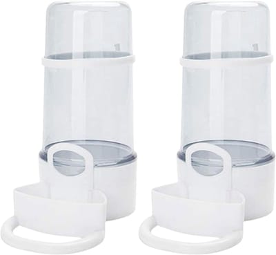 Daity Vogeldrinkbak - 2-pack automatische drinkfles voor kooi - plastic papegaaienvoederbak - drinkbak - vogelkooi-accessoire voor grasparkieten - lovebirds - cockatiels (wit - 480 ml)