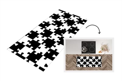 Keukenloper - Loper keuken - Puzzel - Schaken - Patronen - 120x50 cm - Keukenloper vinyl