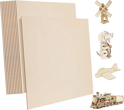 Blank Vierkanten Platen - Onbewerkt DIY - Houtbewerking Knutselen - Rustieke Uitstraling - 30x30x0.2cm - Khaki