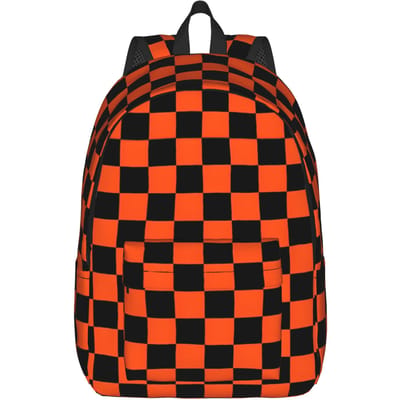 Roze Schaakbord Rugzak voor Mannen Vrouwen Casual Middelbare School Werk Dagrugzak Nodic Geometrie Laptop Canvas Tassen Cadeau M