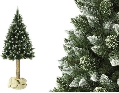 Kunstkerstboom 180 cm op stam - Groen wit met kristallen - 3-delig