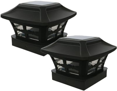 Oneay Set van 2 solar schuttingpaallampen, paalkoplampen, tuinverlichting