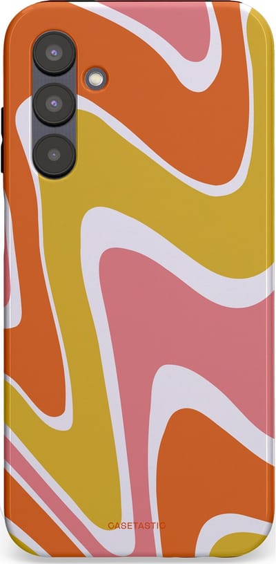 Casetastic hoesje geschikt voor Samsung Galaxy A25 - Dubbellaagse bescherming - Retro rave - Fashion Case - Goud Terracotta Koraal Wit