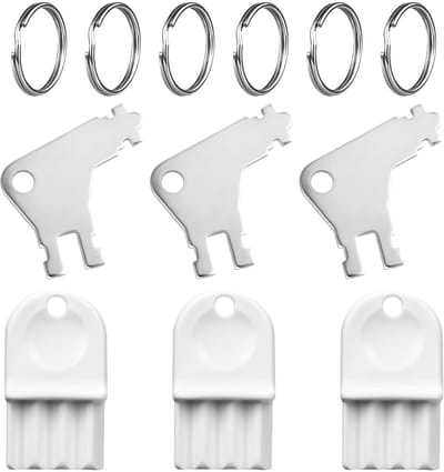 Dailygoods- Sleutelset 6 Stuks - Sleutelhanger - Toiletpapierdispenser Sleutel - Kunststof/Metaal - Vervangingssleutels - Wit/Zilver