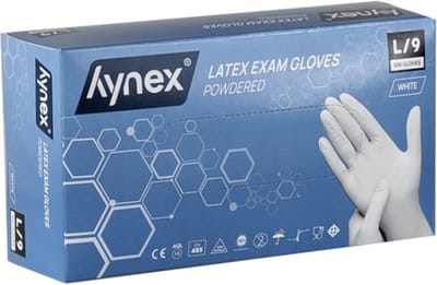 Hynex Latex Wegwerphandschoenen – Gepoederd – Wit – Maat L – 5 gram - 100 stuks – Comfort & Bescherming