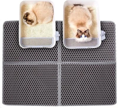 Famanu – Kattenbakmat - 76 x 61 cm - kattenbakmat - dubbellaags - groot - honingraatdesign - kattenbakmat - opvouwbaar - draagbaar