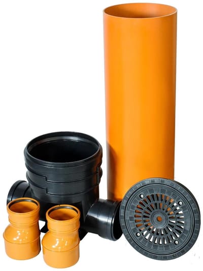 Schachtsysteem set - Controleschacht PVC - Afvoersysteem aanleggen - Compleet met deksel - 128 cm hoogte - Zwart Oranje