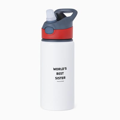 Hacebo® - world's best sister It's true we checked waterfles met rietje rood - Zus - werelds beste zus - verjaardag - cadeautje voor zus - zus artikelen - kado - geschenk - water fles - 650ML