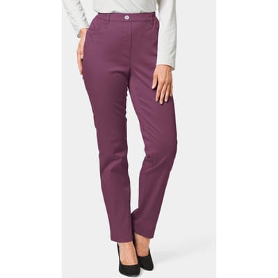 Lichte katoenen broek met elastische band - aubergine - Gr. 38 van Goldner Fashion