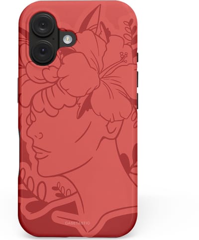 Casetastic hoesje geschikt voor Apple iPhone 16 - MagSafe - Dubbellaagse bescherming - Bloemenfluistering - Fashion Case - Koraal Terracotta