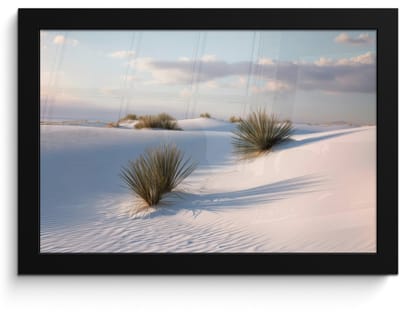 Poster in lijst - Fotolijst 30x20 cm - Posters - Duinen - Gras - Wolken - Beige - Posterlijst zwart - Decoratie - Wanddecoratie woonkamer - Muurdecoratie slaapkamer